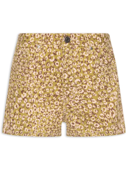 Short Feminino Sarja Box Estampa Onça Stoned – Verde