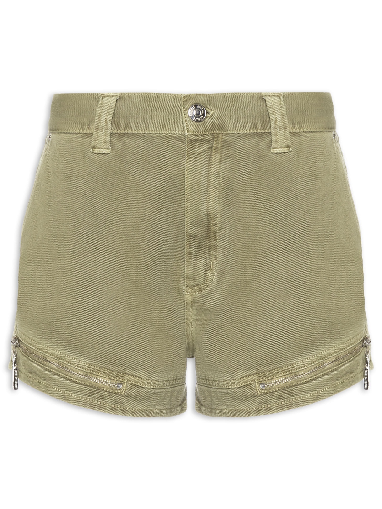 Short Feminino Sarja Boy Zíper E Lapelas Verde Animale Jeans