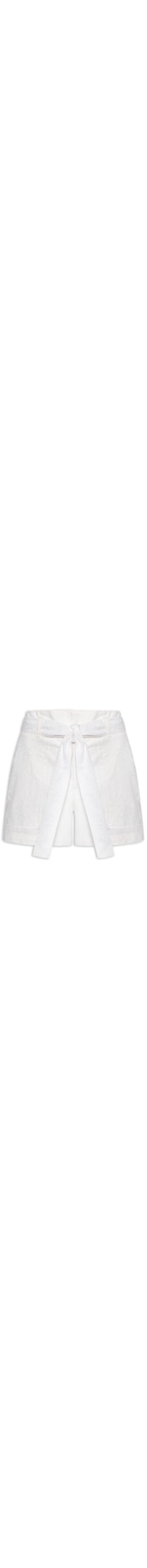 Short Feminino Sarja Com Faixa Mix Voil Bordado - Branco