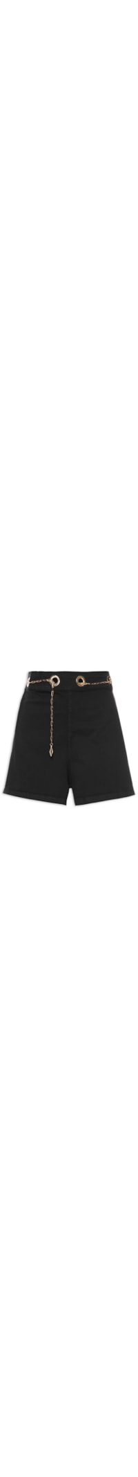 Short Feminino Sarja Com Metais - Preto