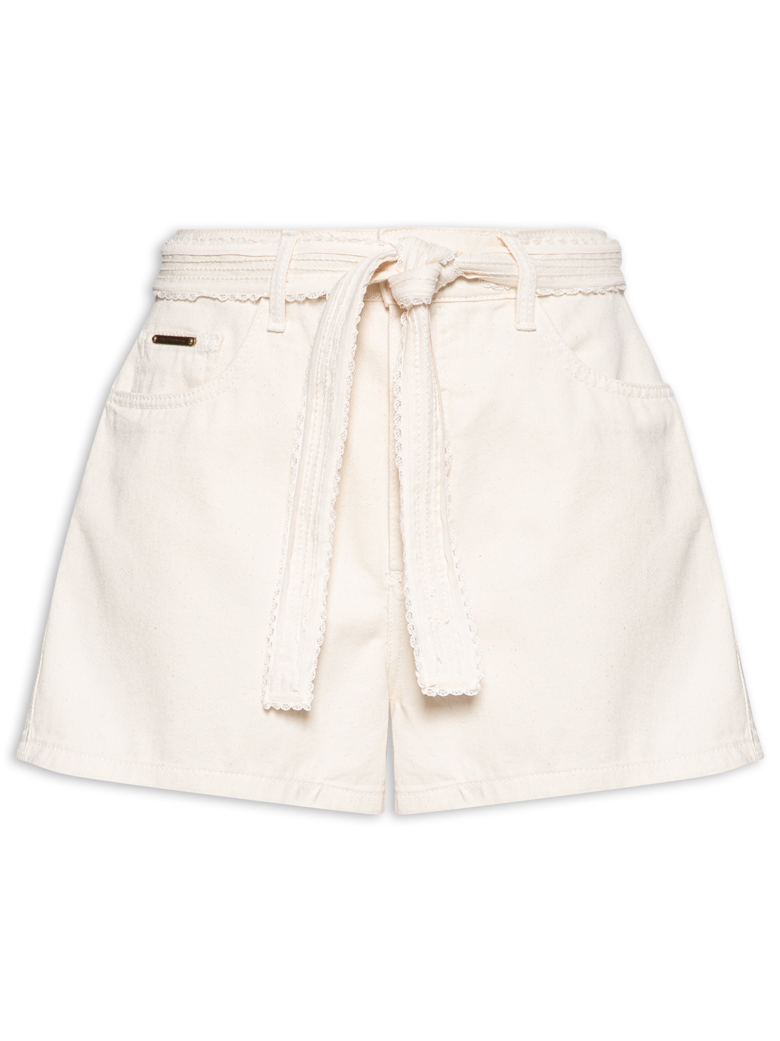 Short Feminino Sarja Comfort Cintura Alta Bege Lança Perfume