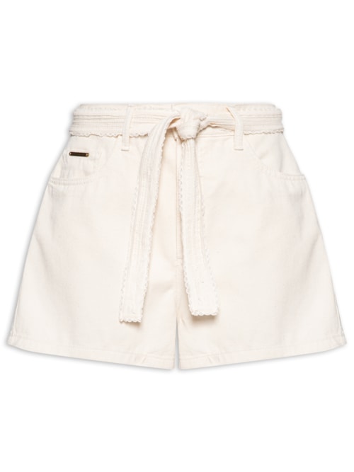 Short Feminino Sarja Comfort Cintura Alta - Bege