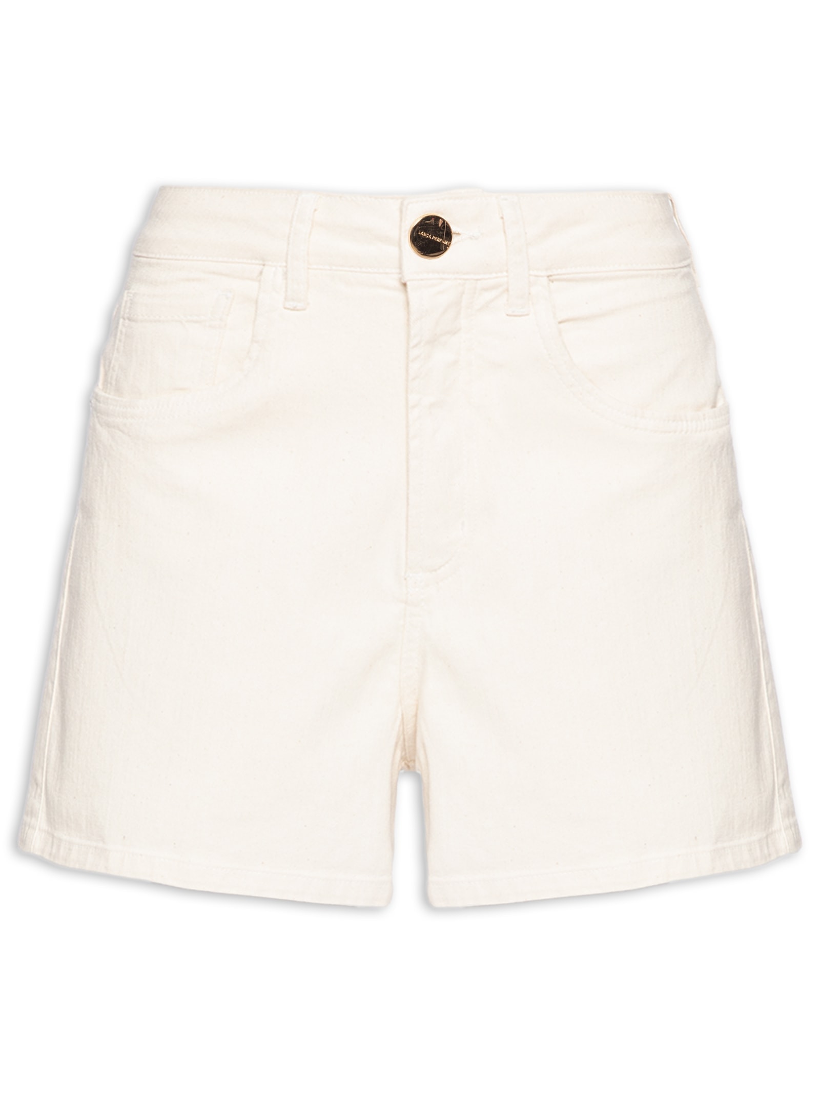 Short Feminino Sarja Comfort Cintura Média Bege Lança Perfume
