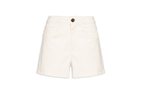Short Feminino Sarja Comfort Cintura Média - Bege