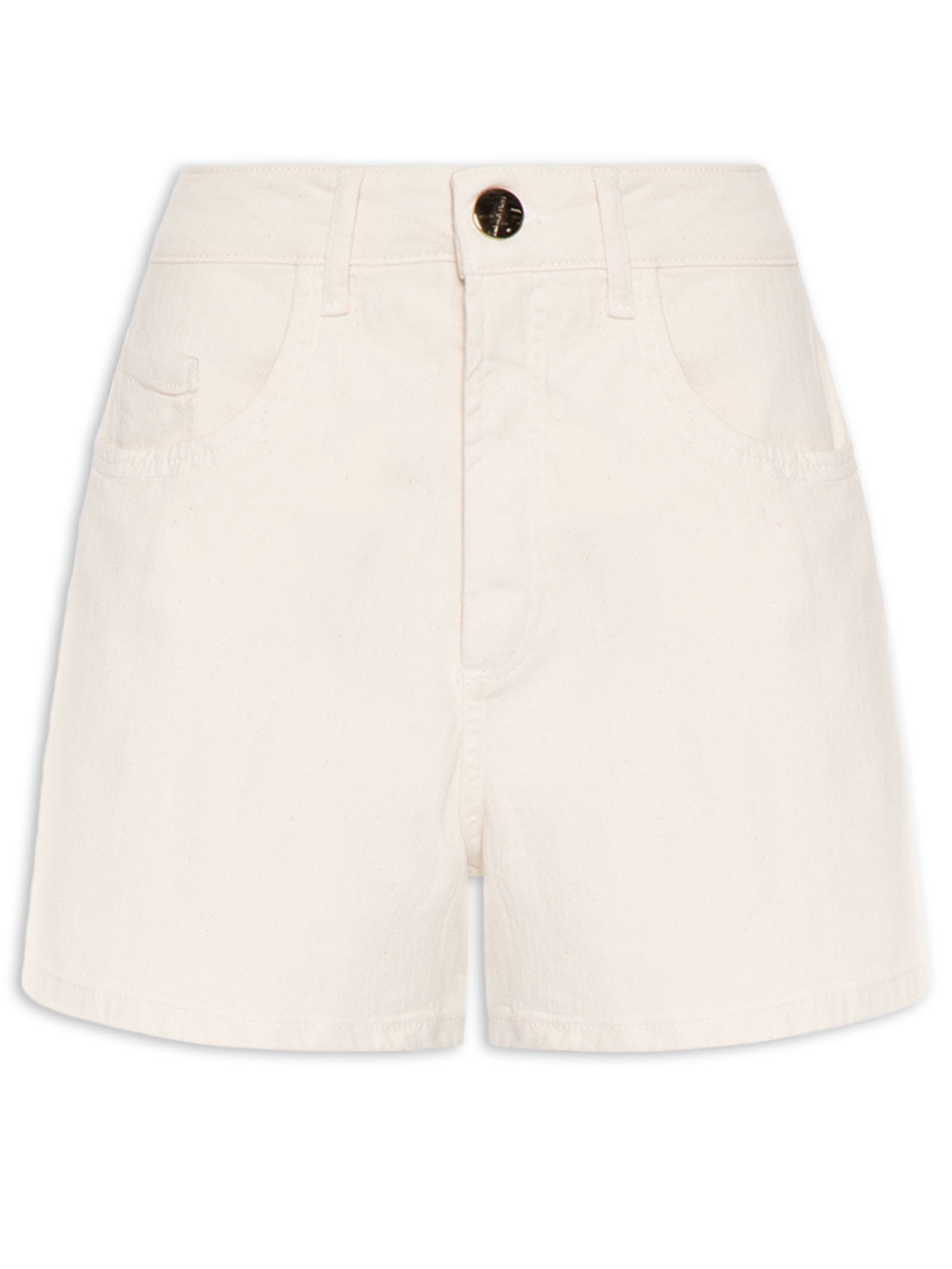 Short Feminino Sarja Comfort Cintura Média Off White Lança Perfume