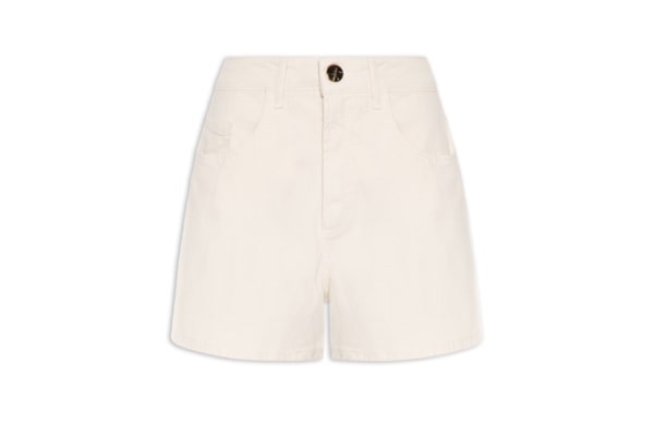 Short Feminino Sarja Comfort Cintura Média - Off White