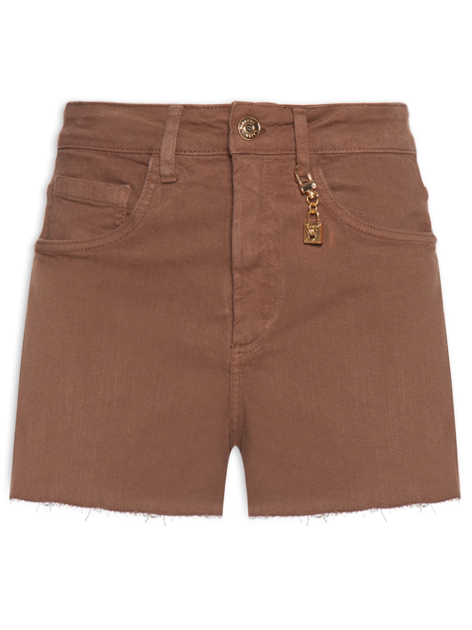 Short Feminino Sarja Comfort Hight Marrom Lança Perfume