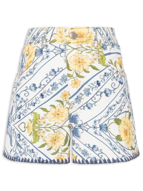 Short Feminino Sarja Coração Boho - Azul