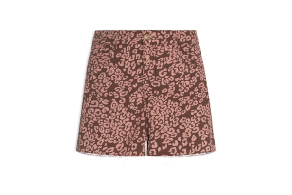 Short Feminino Sarja Estampa Felina - Marrom
