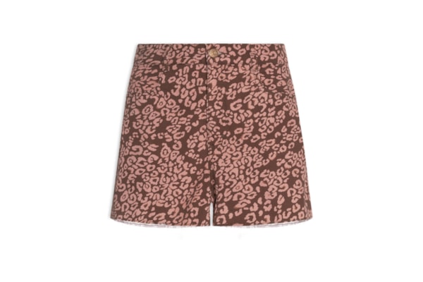 Short Feminino Sarja Estampa Felina - Marrom