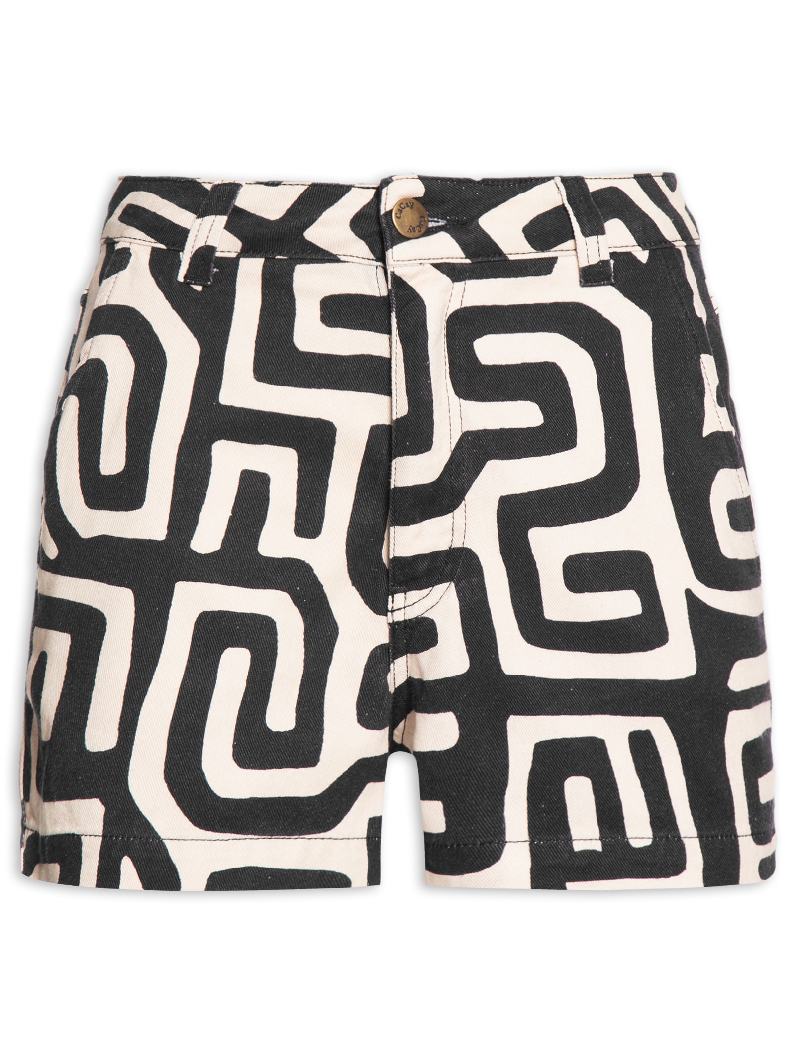 Short Feminino Sarja Estampado Branco Cacay