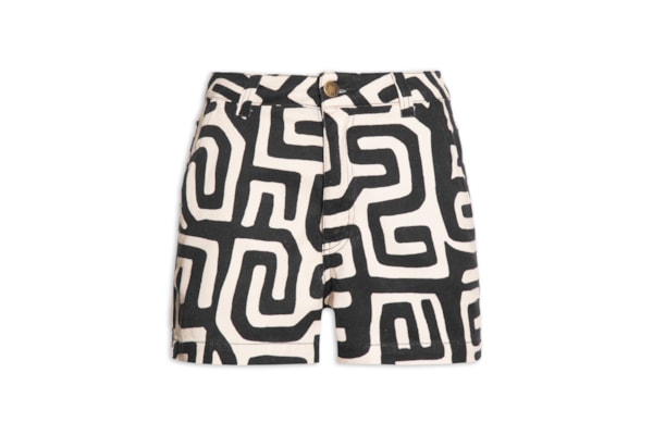 Short Feminino Sarja Estampado - Branco