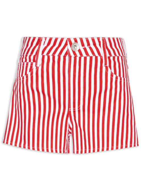 Short Feminino Sarja Jade Listrado - Vermelho