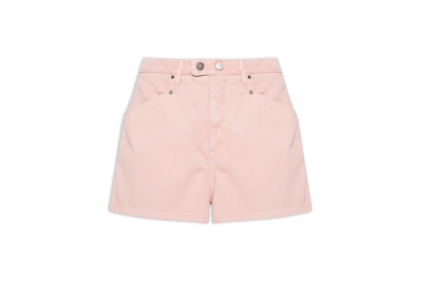 Short Feminino Sarja Mini Alfaiatado Cós Botões - Rosa