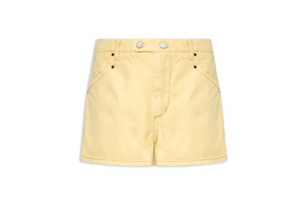 Short Feminino Sarja Mini Alfaiatado Cós Botões – Amarelo
