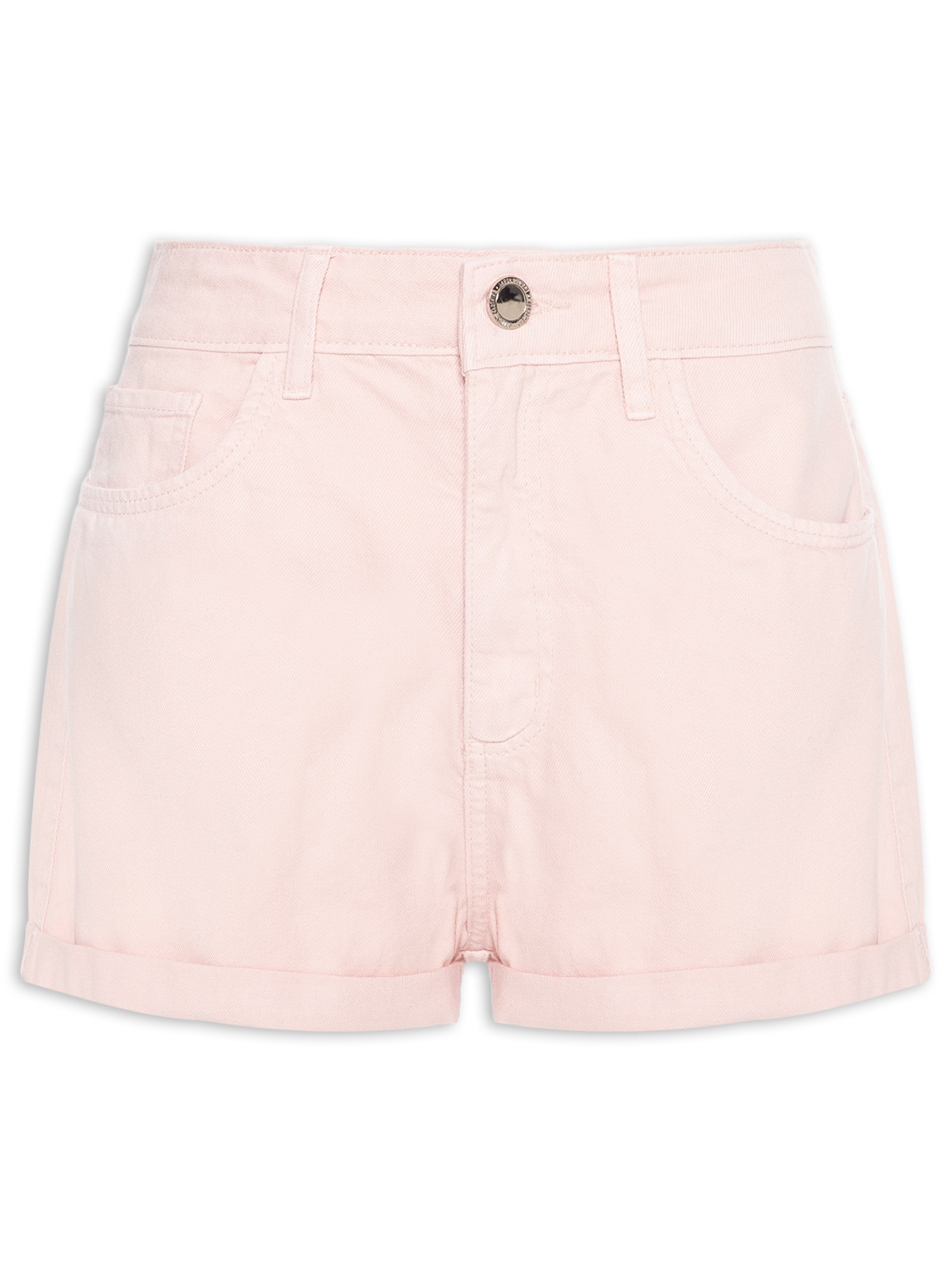 Short Feminino Sarja Mom Cintura Alta Rosa Lança Perfume