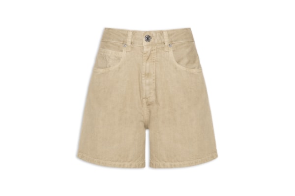 Short Feminino Sarja Mom Pence Costas New Basic – Bege