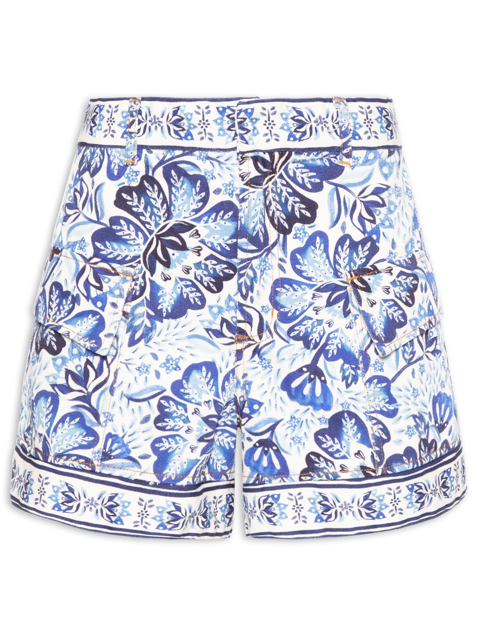 Short Feminino Sarja Paraíso de Flor Branco  Farm
