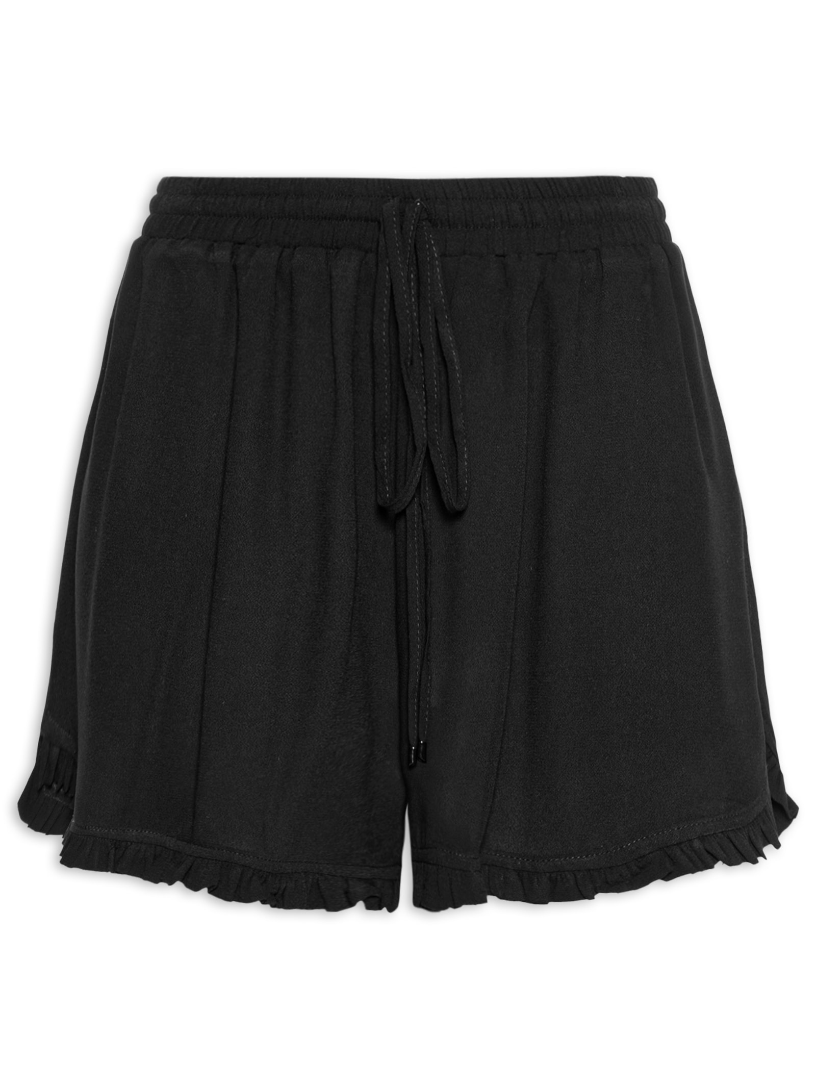 Short Feminino Transpassado Babadinho Preto Dress To