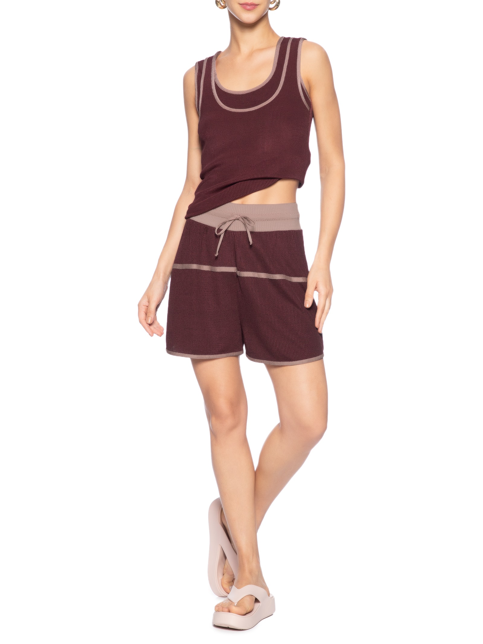 Short Feminino Tricot com Vivo Vinho Animale Jeans