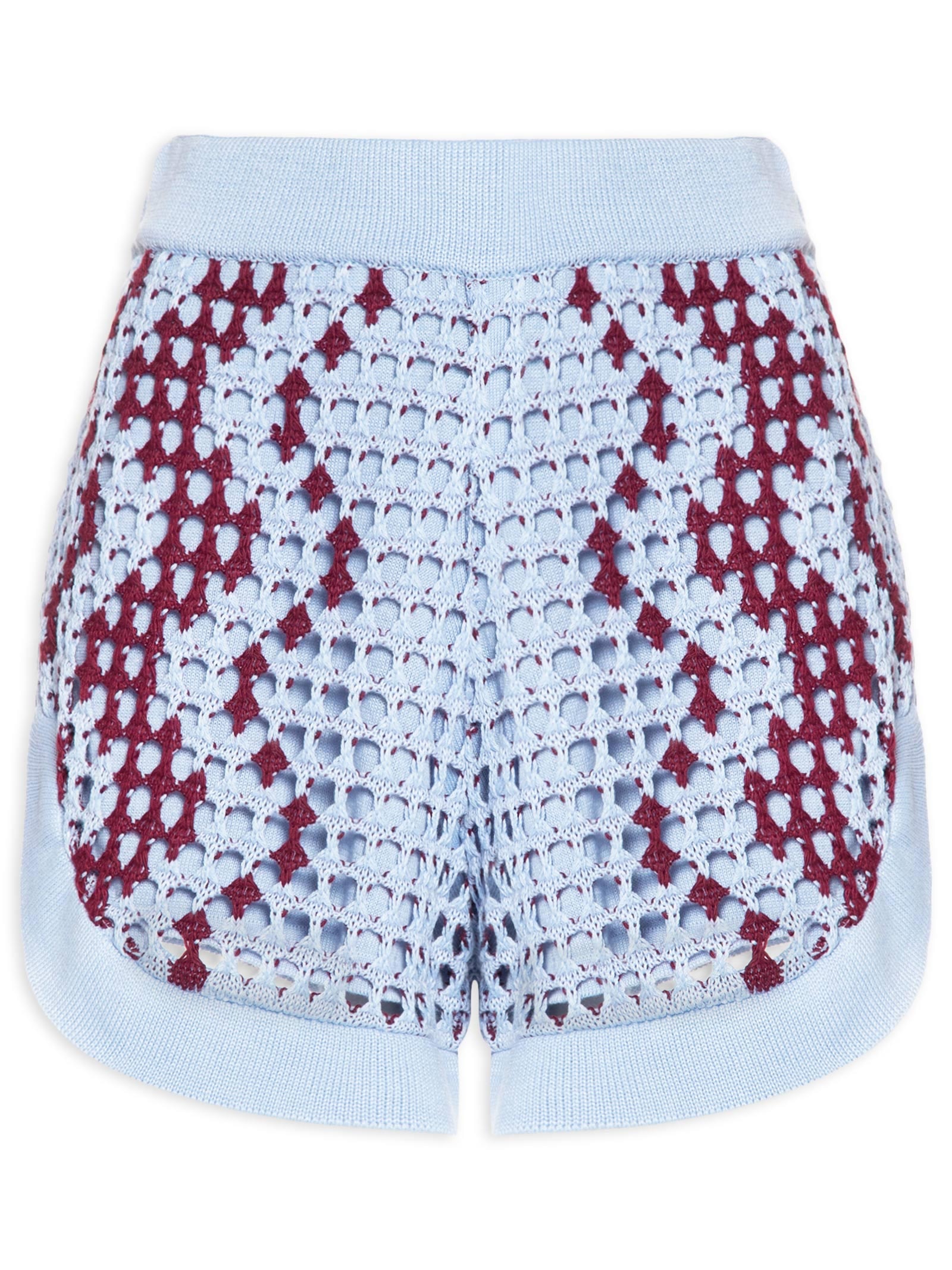 Short Feminino Tricot Listra Ondas Azul Dress To