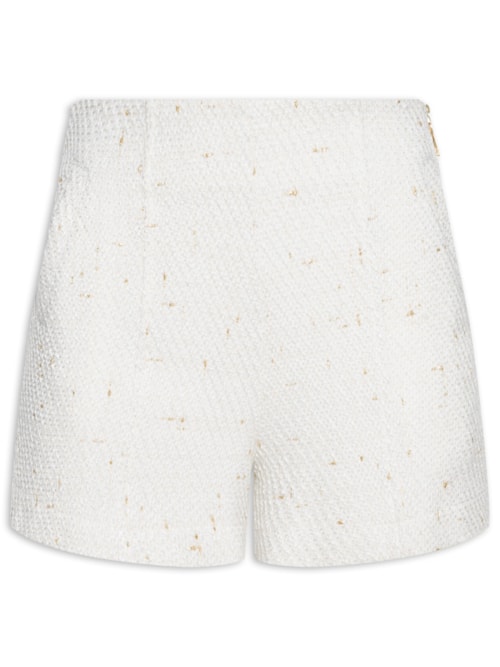 Short Feminino Tweed com Detalhe Brilho – Off White