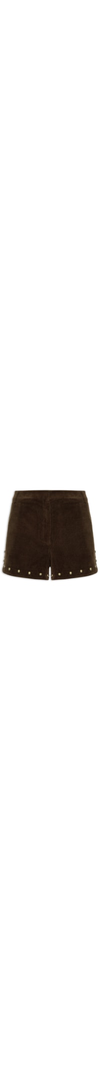 Short Feminino Veludo Barra Tachas - Marrom