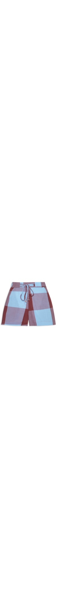 Short Feminino Xadrez Bordado Sol - Marrom