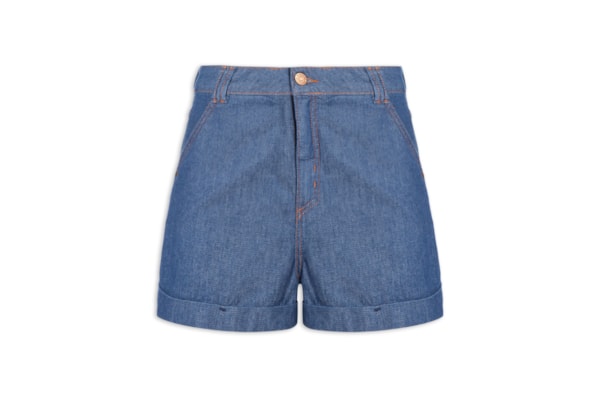 Short Jeans Feminino Alfaiataria - Azul