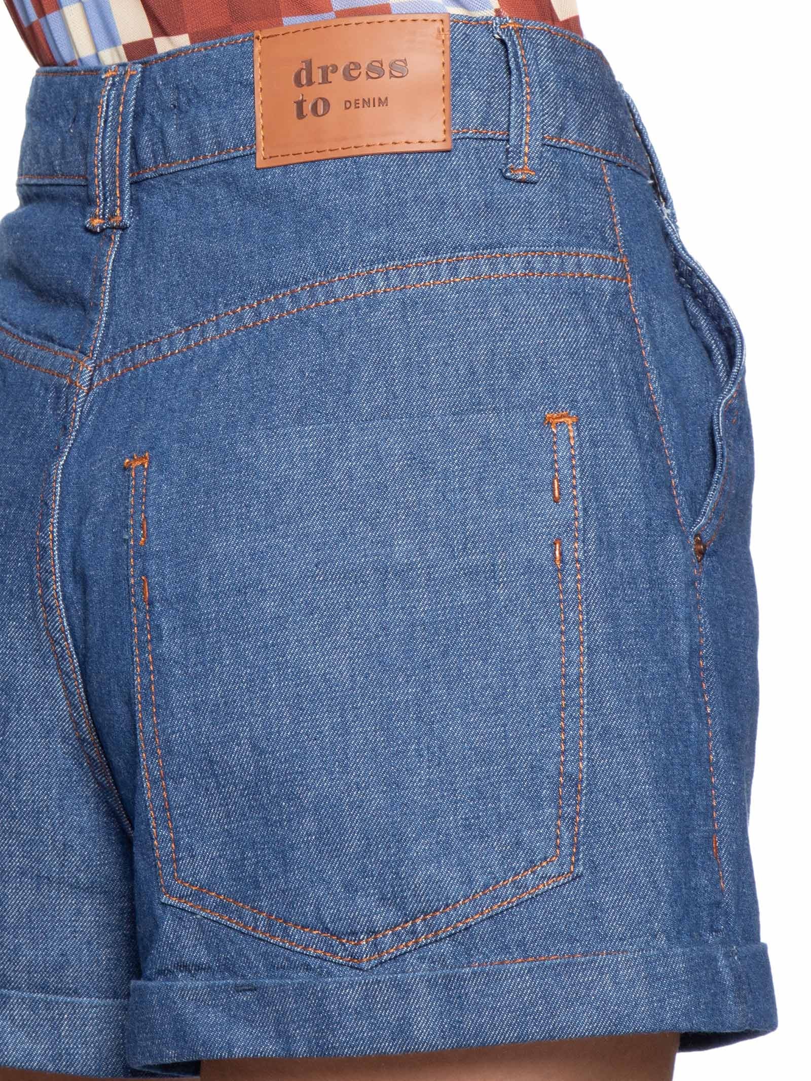 Short Jeans Feminino Alfaiataria Azul Dress To