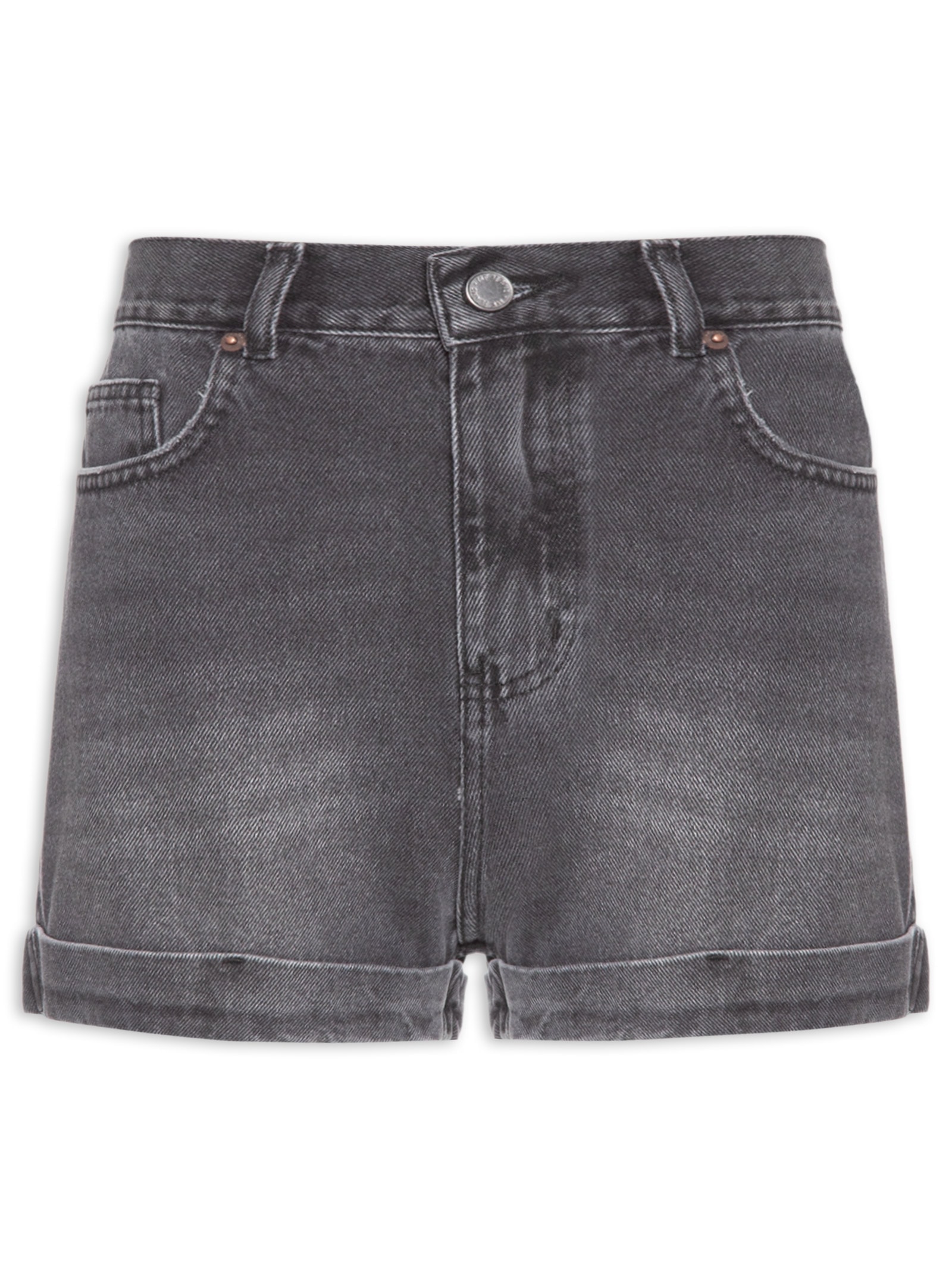 Short Jeans Feminino Black Barra Italiana Used Preto Maria Filó