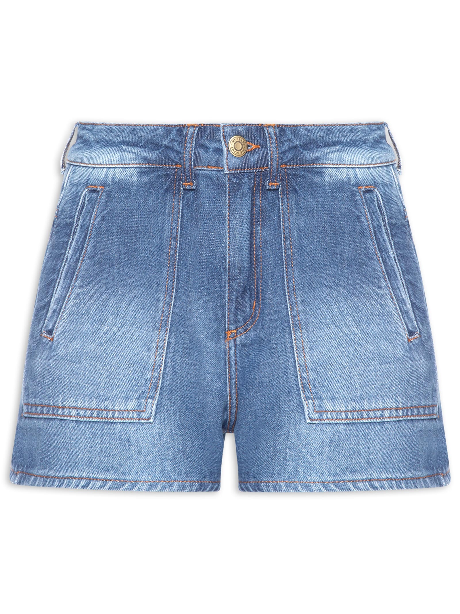 Short Jeans Feminino Bolsos Casa Inglesa Azul Maria Filó