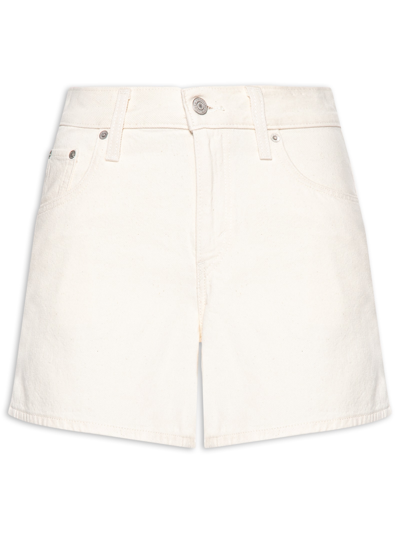 Short Jeans Feminino Cinch Mid-Thigh Branco Levi's