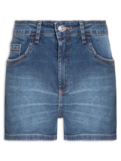 Short Jeans Feminino Comfort Cintura Média - Azul