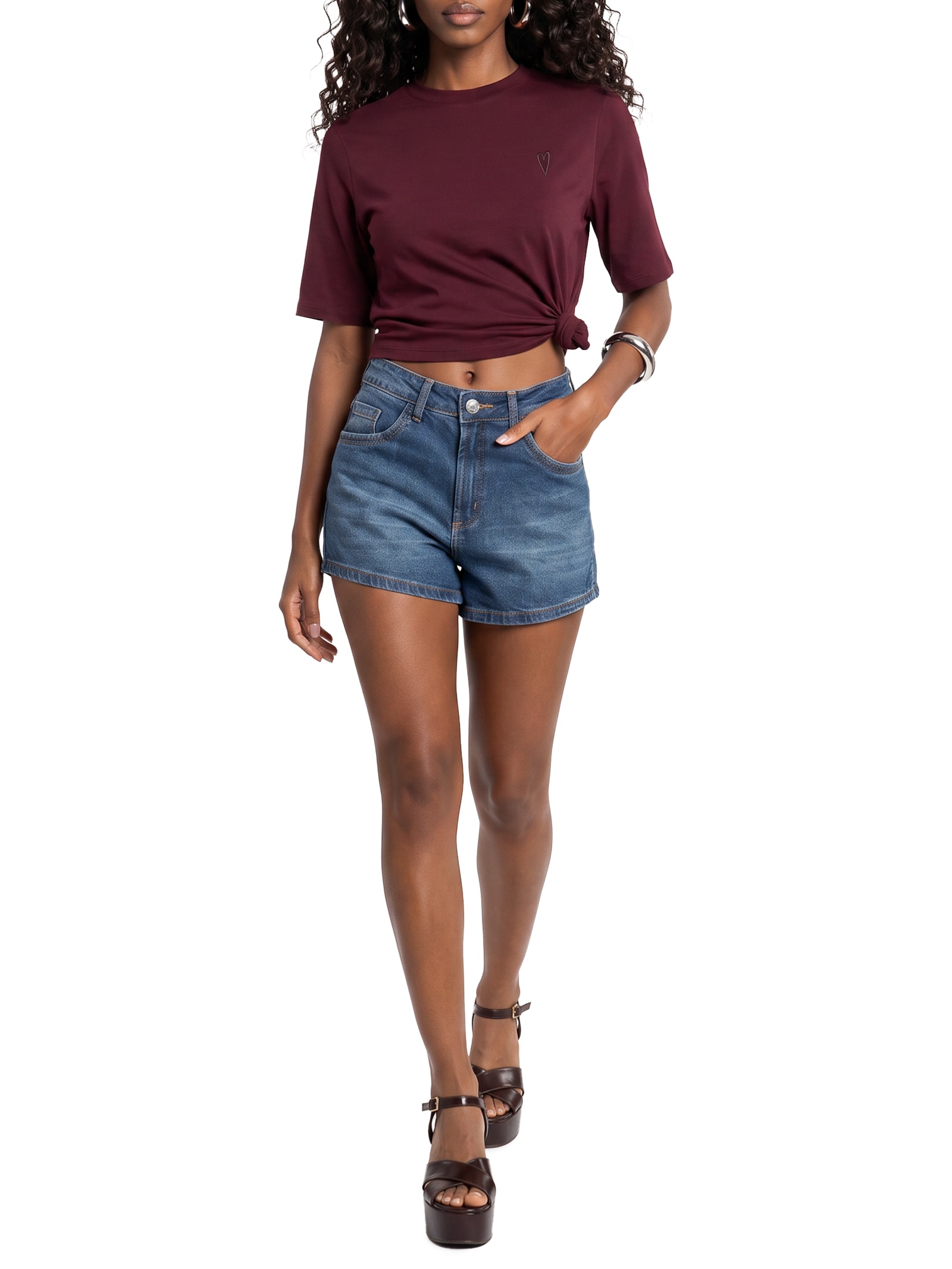 Short Jeans Feminino Comfort Cintura Média Azul My Favorite
