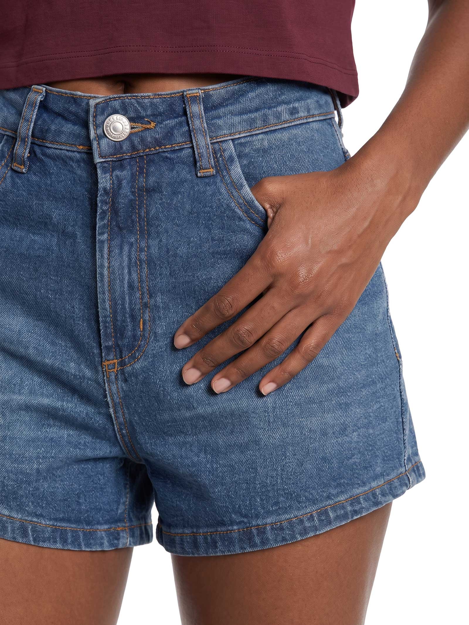 Short Jeans Feminino Comfort Cintura Média Azul My Favorite