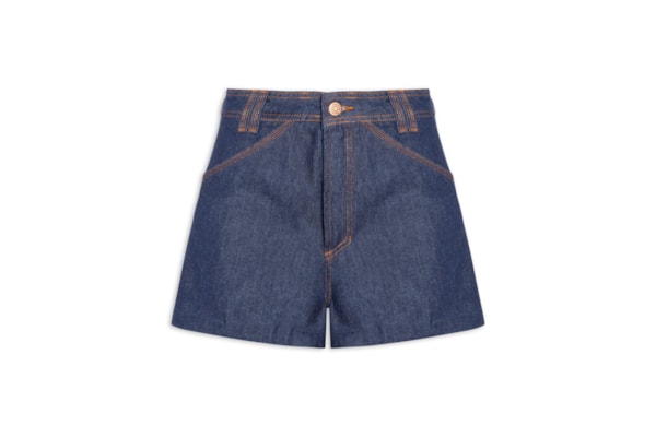 Short Jeans Feminino Detalhe Bolso - Azul