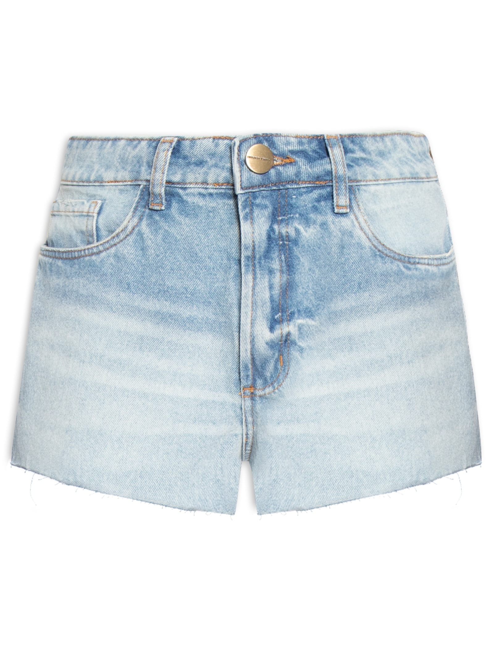 Short Jeans Feminino Grandfather Cintura Média Azul Lança Perfume