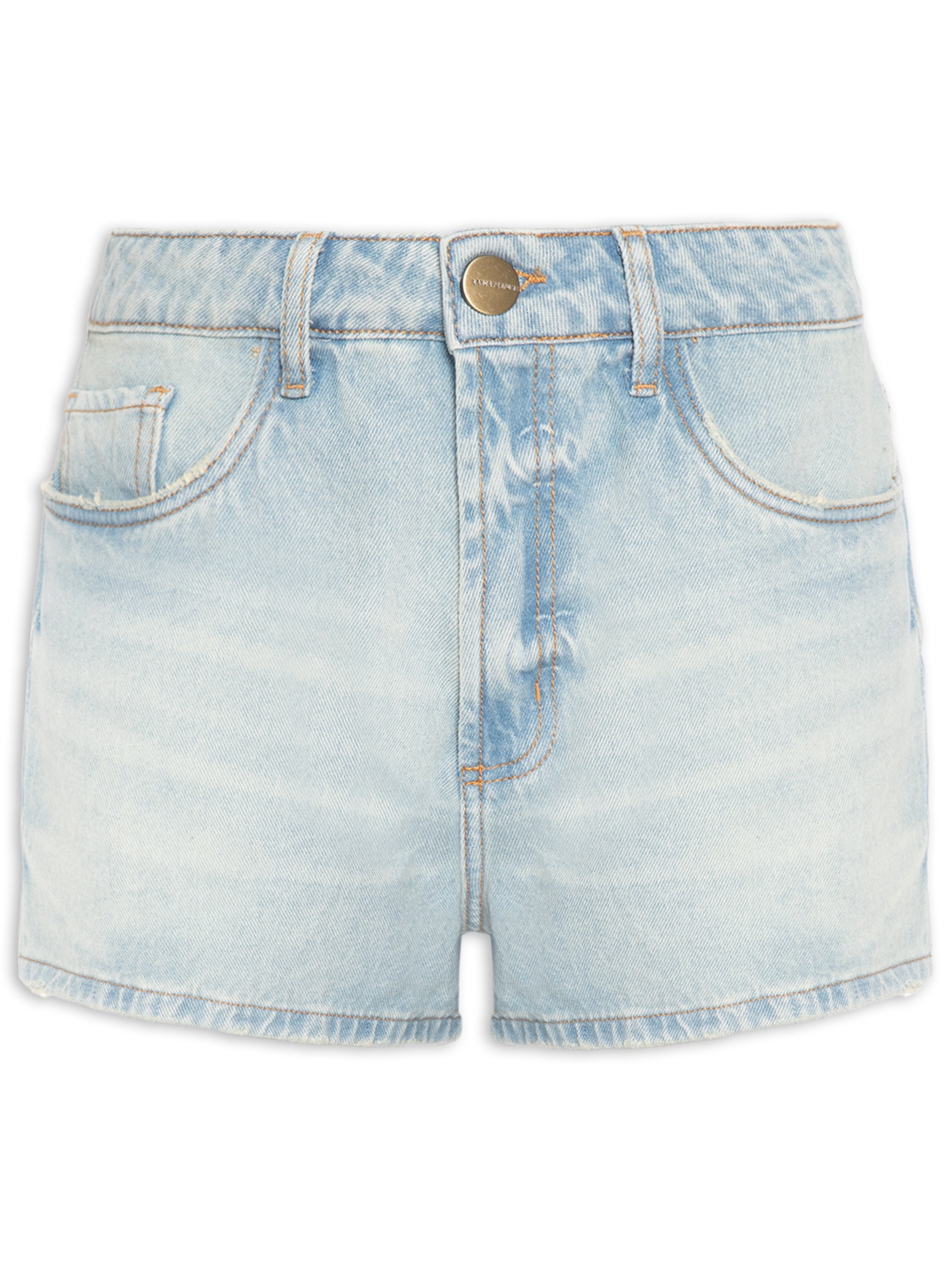 Short Jeans Feminino Grandfather Cintura Média Azul Lança Perfume