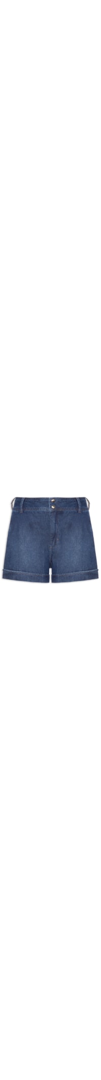 Short Jeans Feminino Joana Com Dobra - Azul