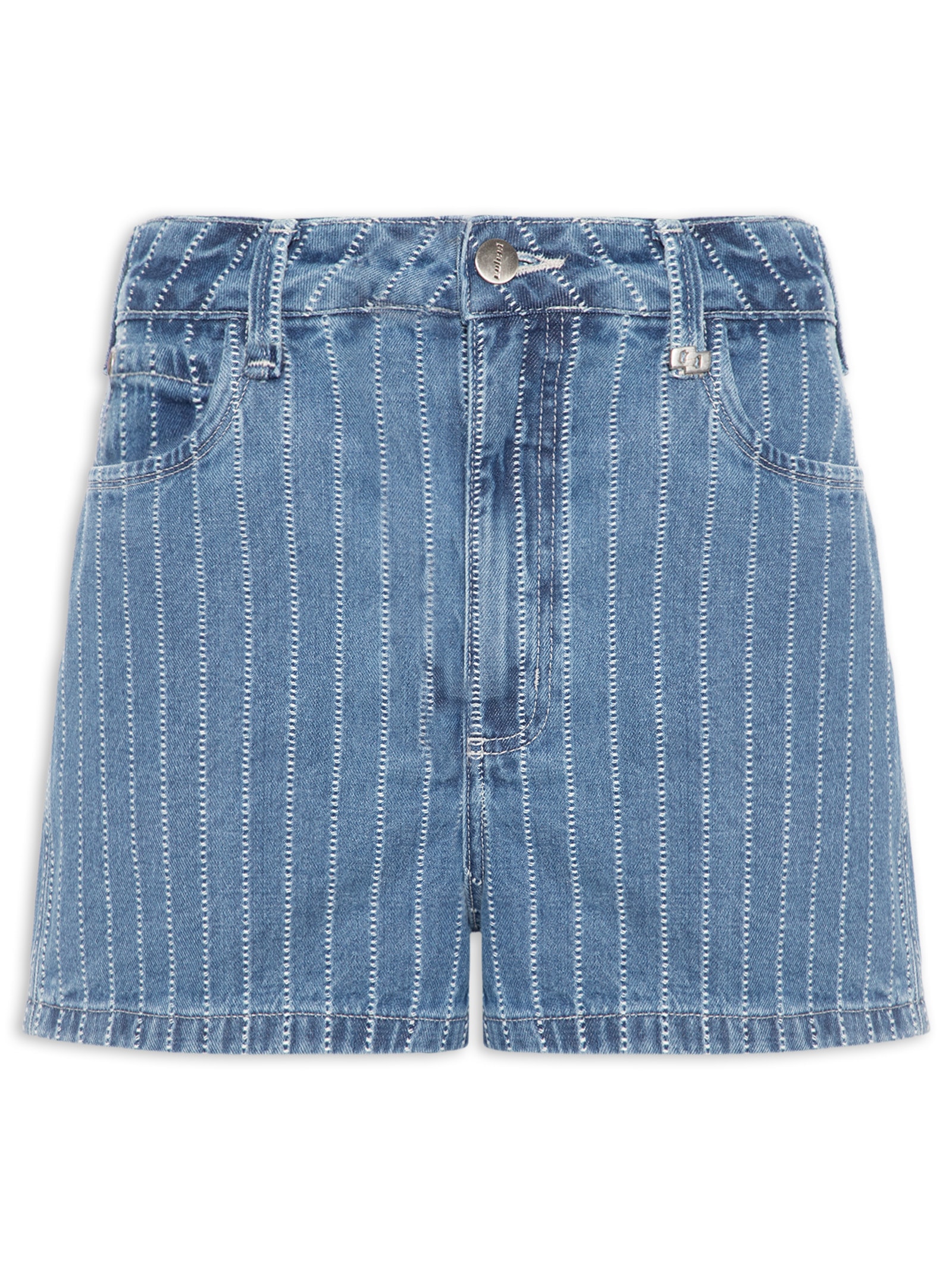 Short Jeans Feminino Joana Listrada Azul Colcci