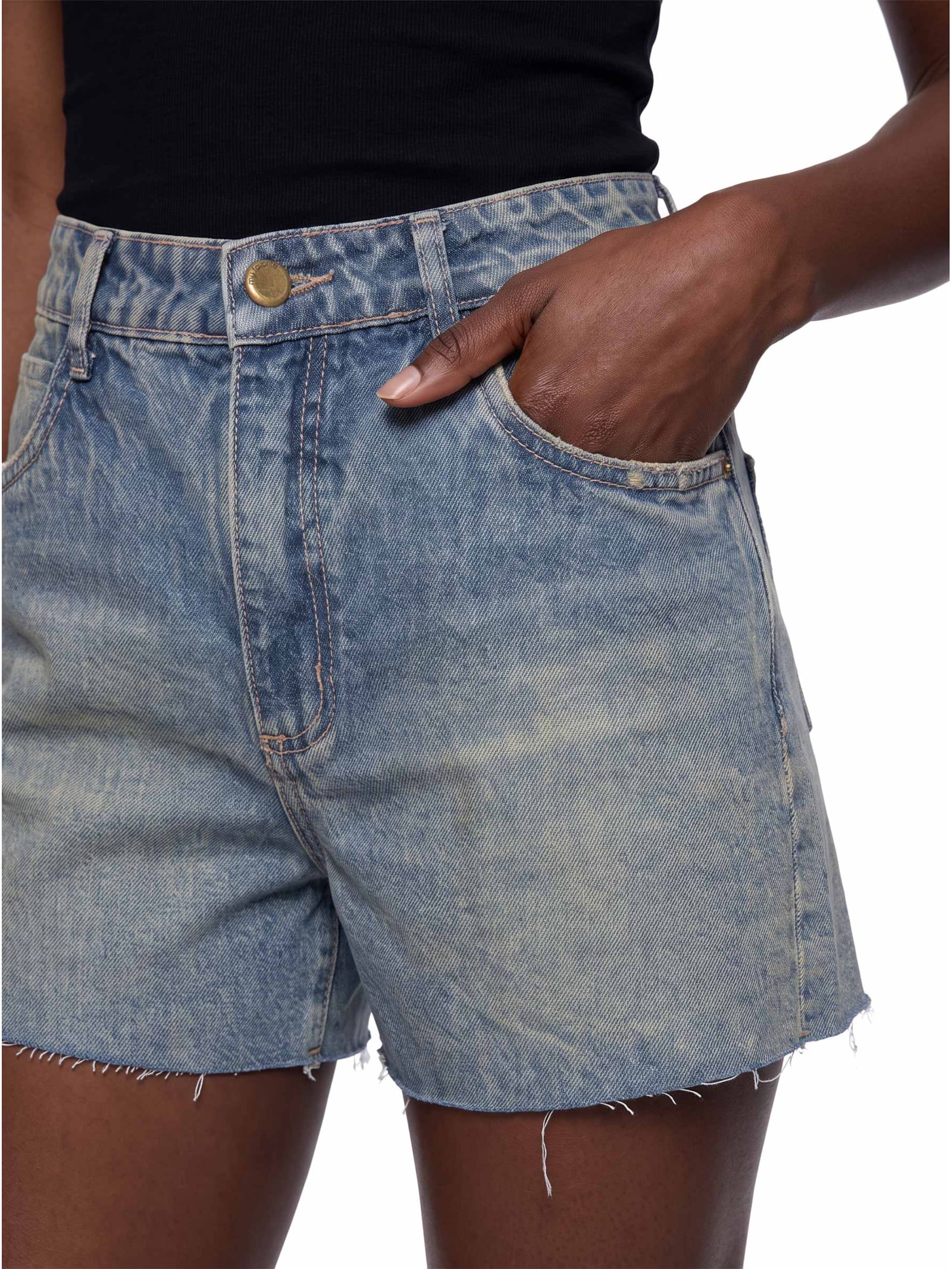Short Jeans Feminino Long Cintura Média – Azul My Favorite