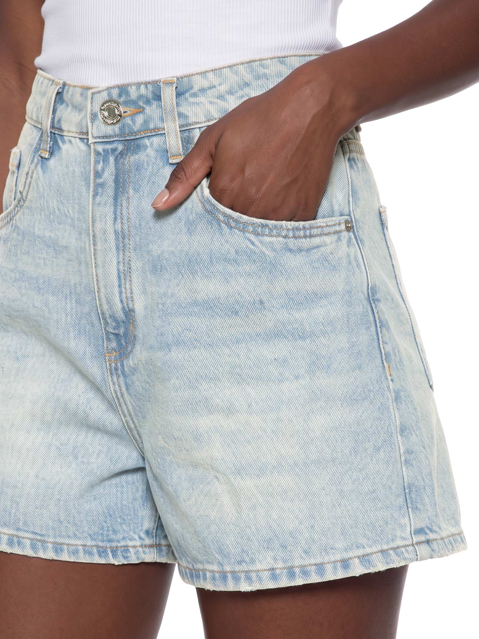 Short Jeans Feminino Mom Cintura Alta – Azul My Favorite