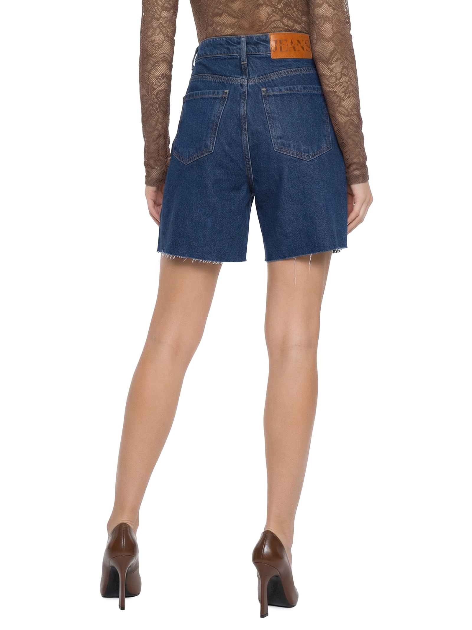 Short Jeans Feminino Mom Super High Azul Lança Perfume