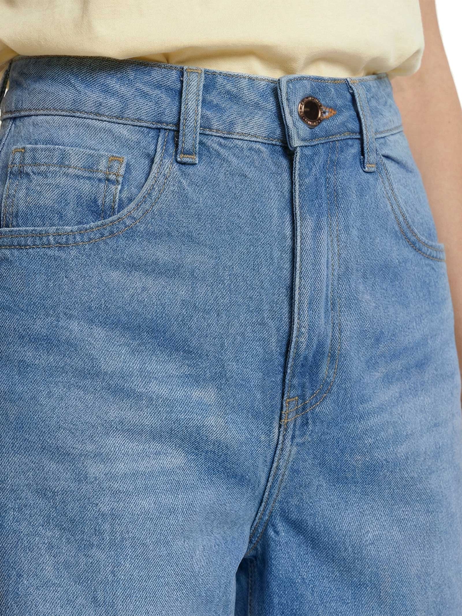 Short jeans Feminino Mom Super High Azul Lança Perfume