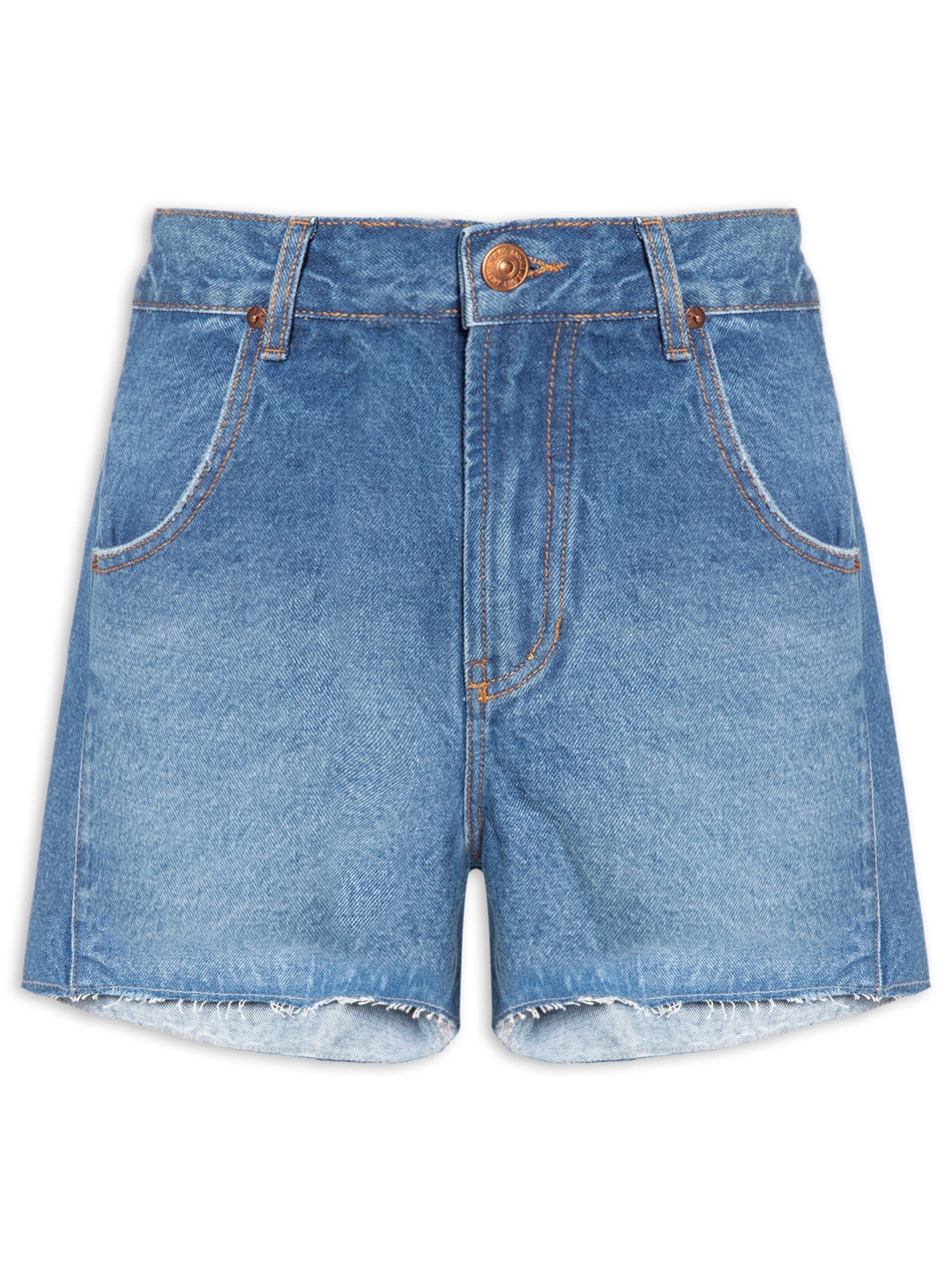Short Jeans Feminino Recorte Com Prega Azul Animale Jeans