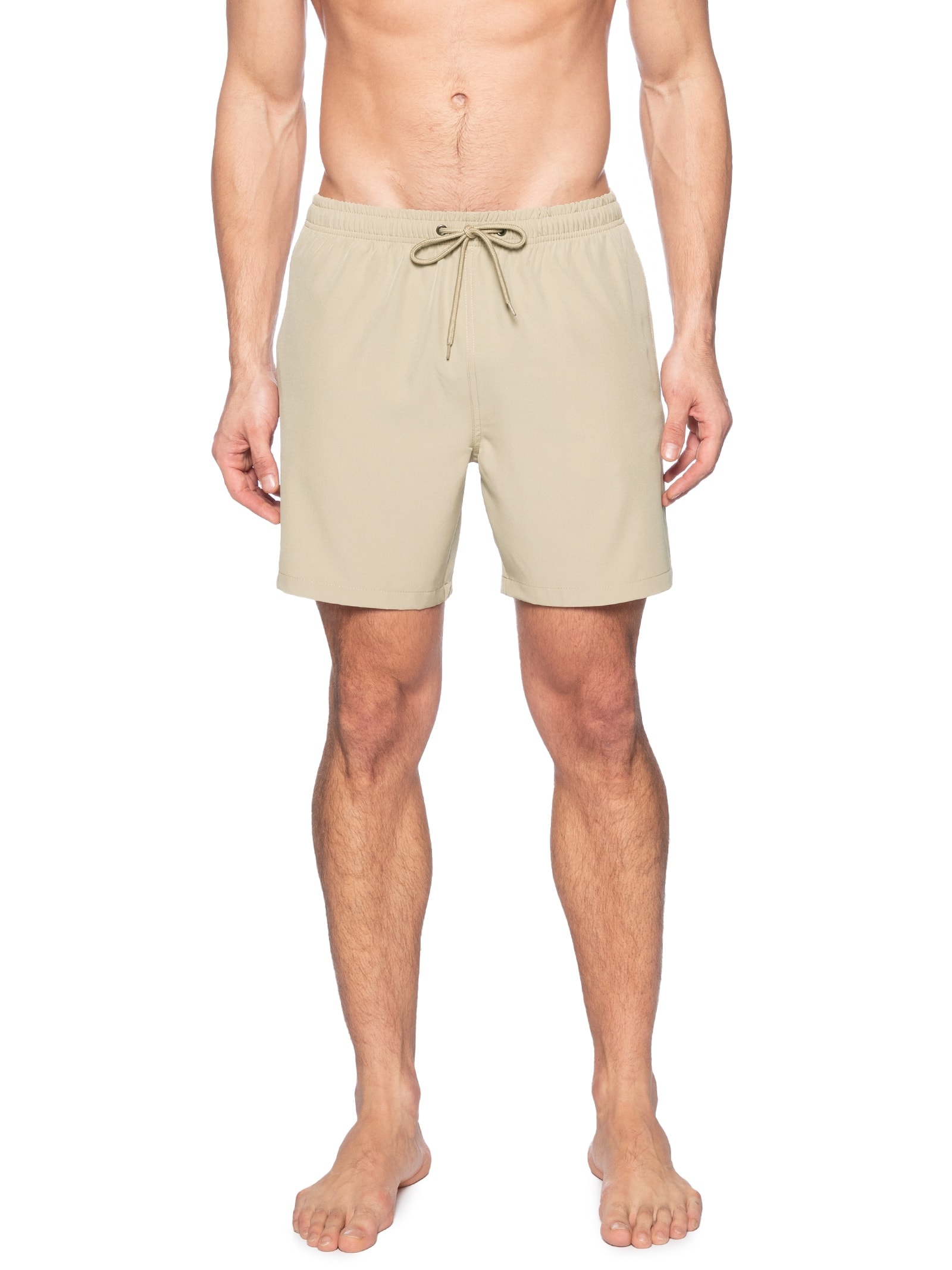 Short Masculina Beachwear Básico Bege  Basiq Men