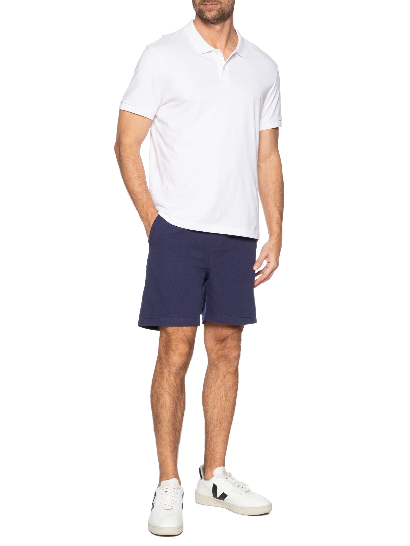 Short Masculina Em Sarja Básico Azul Basiq Men