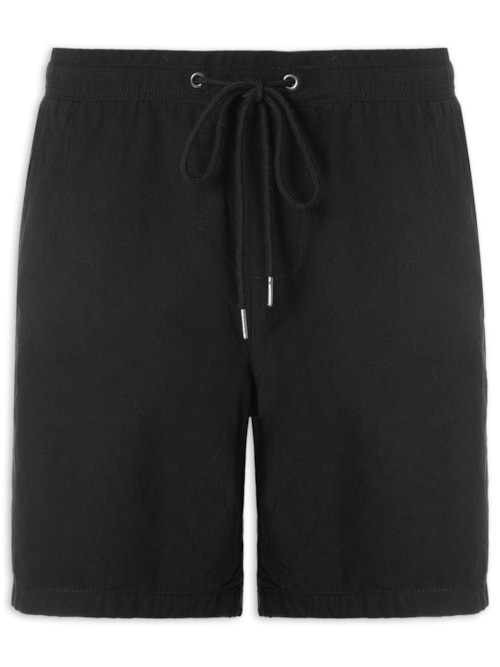 Short Masculina Em Sarja Básico – Preto