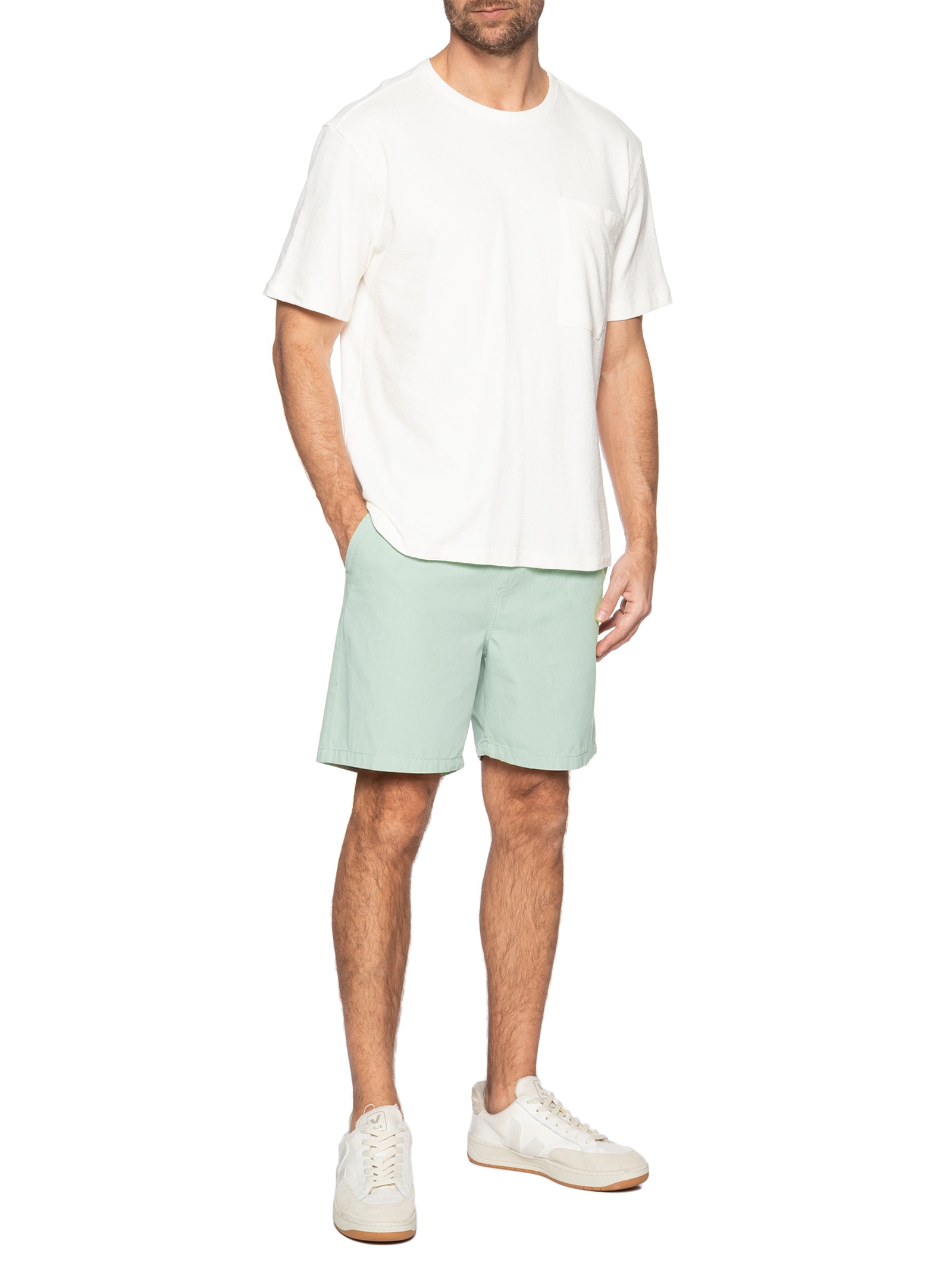 Short Masculina Em Sarja Básico Verde Basiq Men